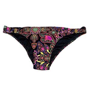 Phax Women's L Bikini Swim Bottom Black Multi Floral NWT